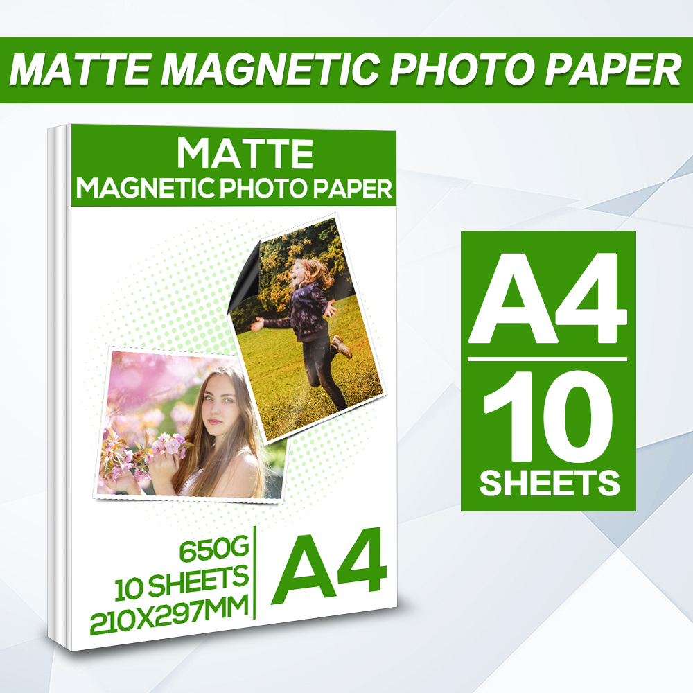 Labelwell 10 folhas a4 papel de foto magnético lustroso adesivos 690g adesivo brilhante foto papel para impressora a jato tinta diy geladeira ímã: 10 Sheets Matte