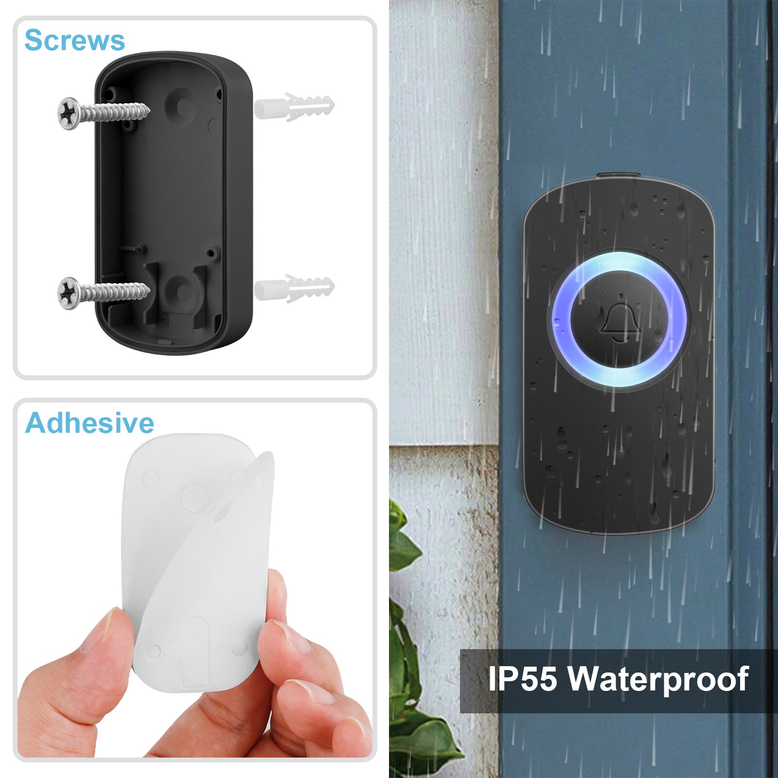 Wireless Door Ring Waterproof Electronic Doorbell Chime For Home Office Security Door Bell For 300m Range Door Phone Apartment