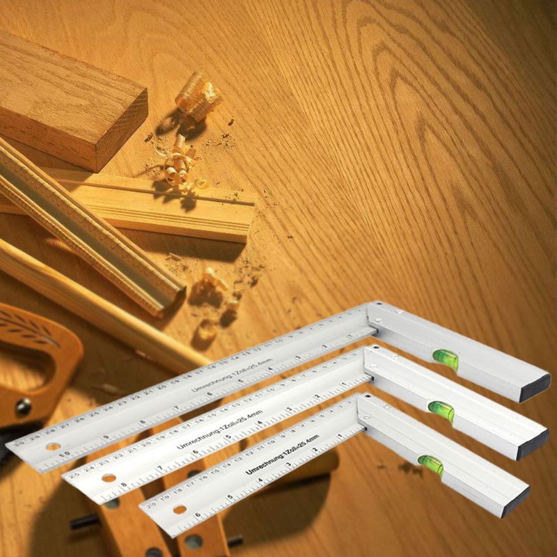 90° Carpenter Angle Finder Ruler Gauge Thickening Aluminum Woodworking Square Gauge 200mm 250mm 300mm