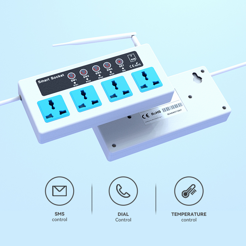 Gsm sms draadloze afstandsbediening slimme schakelaar stekkerdoos jack controller 4 -kanaals relais met temperatuursensor