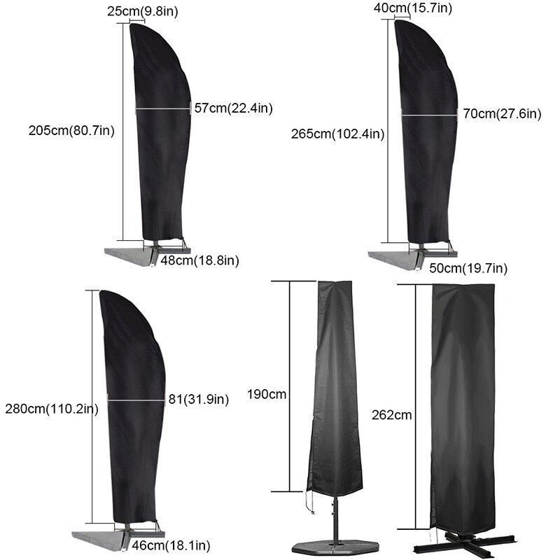 Patio Umbrella Cover Waterproof Parasol Cover with Zipper Anti Dust Wind and Rain for Cantilever Umbrellas