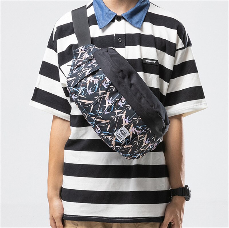 unisex canvas Messenger Bag Patchwork Men Crossbody Bag Large Capacity Casual Travel chest Bag: lines