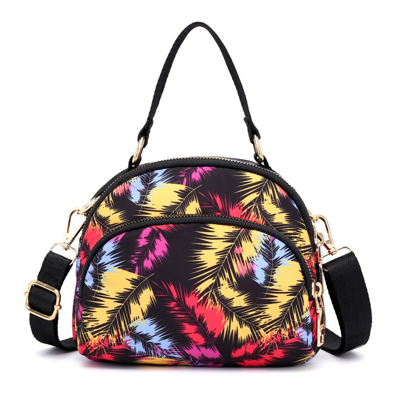 Sød pige crossbody tasker håndtaske bred rem kvinder skuldertasker multi-lomme dame messenger taske makeup taske til kvinder: Gylden fjer