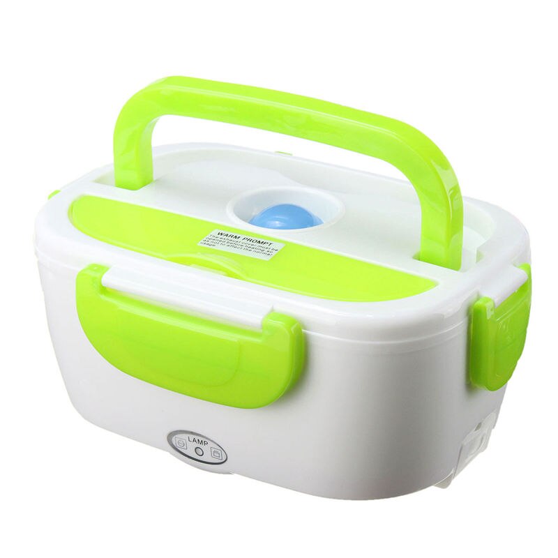 Fiambrera eléctrica portátil de 12V con calefacción, caja Bento, Auto coche, comida, contenedor de arroz, calentador para escuela, oficina, hogar, vajilla: Verde