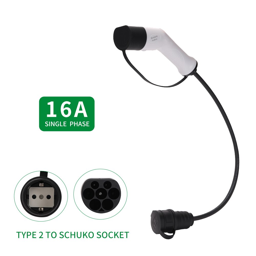 Electric Car Charger EV Charging Cable 16A Type 2 Charging Side Plug to Schuko Socket EV Charging adapter