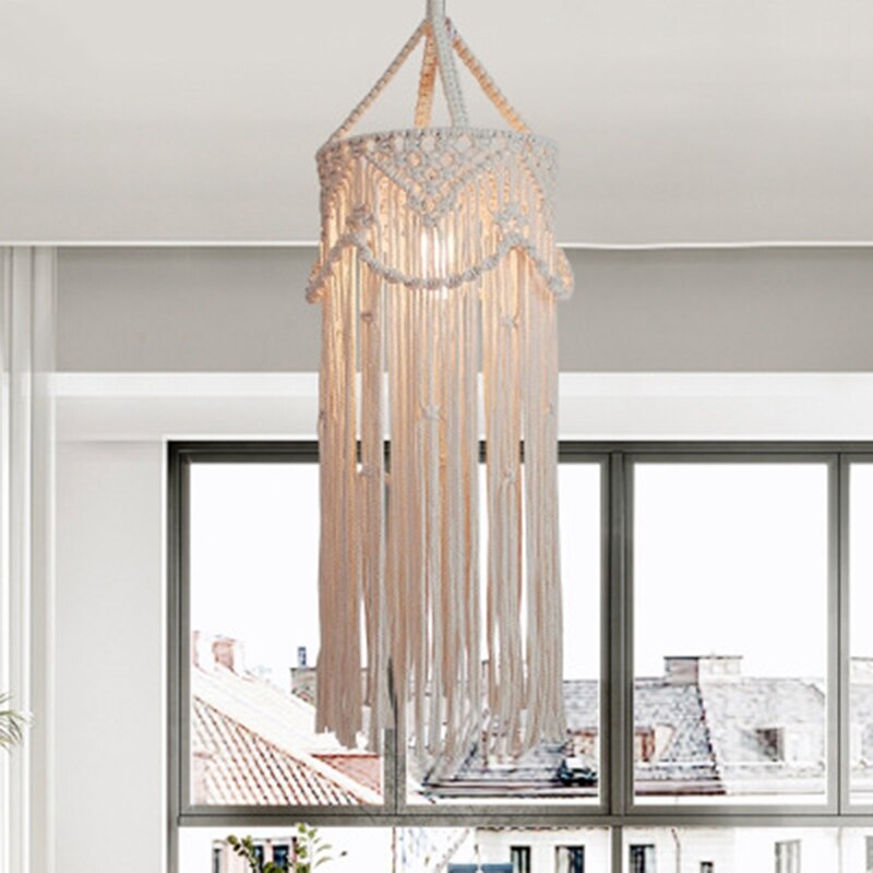 Lustre Boho décor tissé à la main charme macramé tenture murale créative maison superposé décoration de la maison abat-jour Mandala