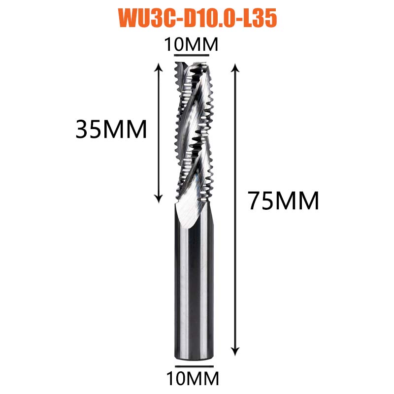 Dreanique, 1 unidad, 3 flautas, fresa de desbaste de alta resistencia de carburo sólido, 4mm-12mm, ranura para carpintería, CNC, grano grueso más rugoso: 9 mm