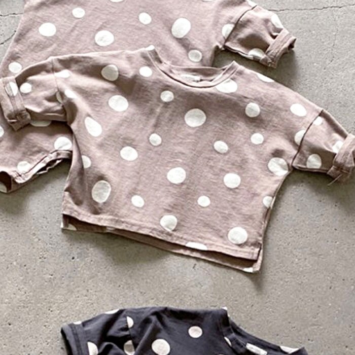 2022 autunno Baby New Born Polka Dot T-shirt abbigliamento bambino ragazzi e ragazze semplici top in cotone Casual per bambini Tees 0-3 anni