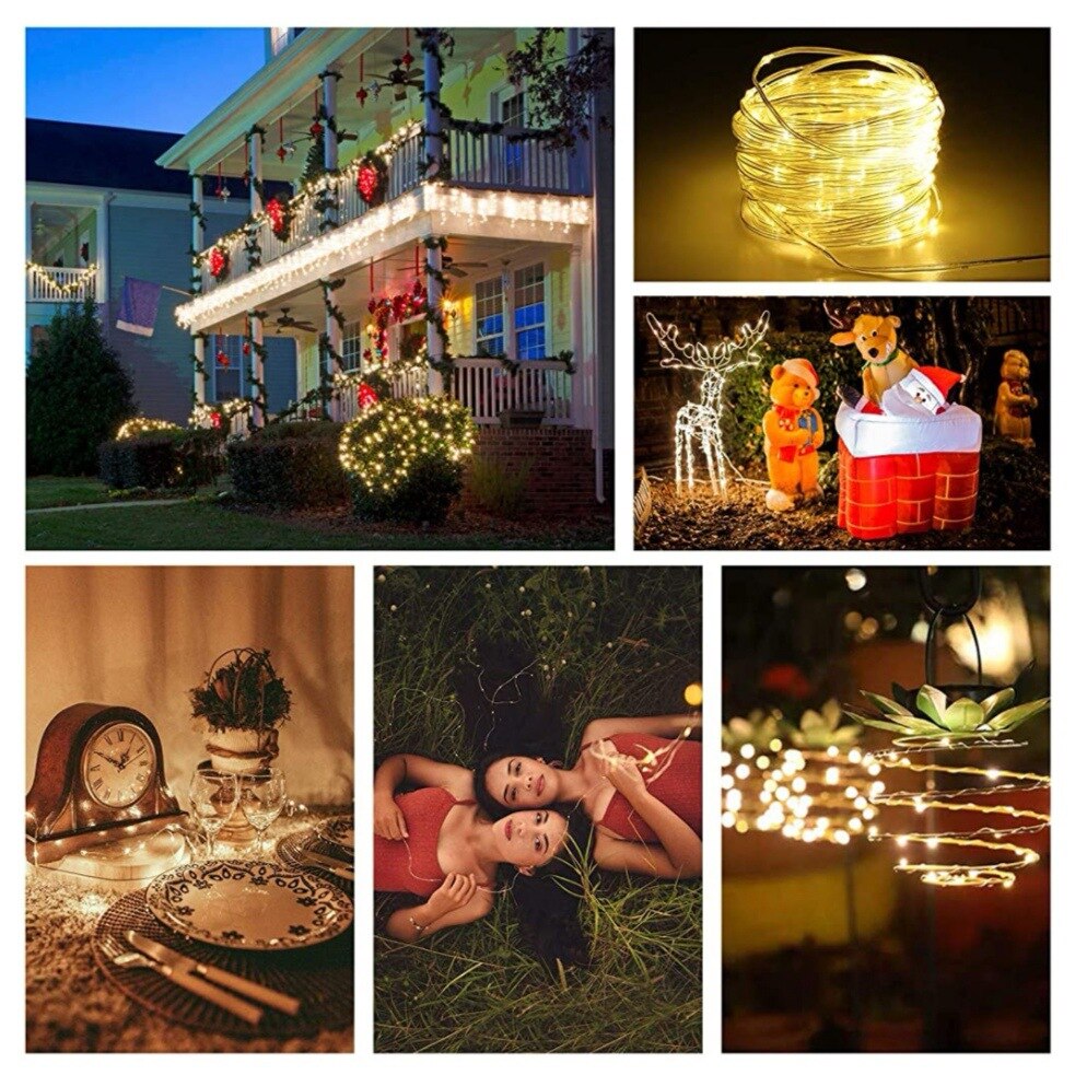 Outdoor Solar String Fairy Lights Christmas Garland Solar Power Lamp Year Decoration Light