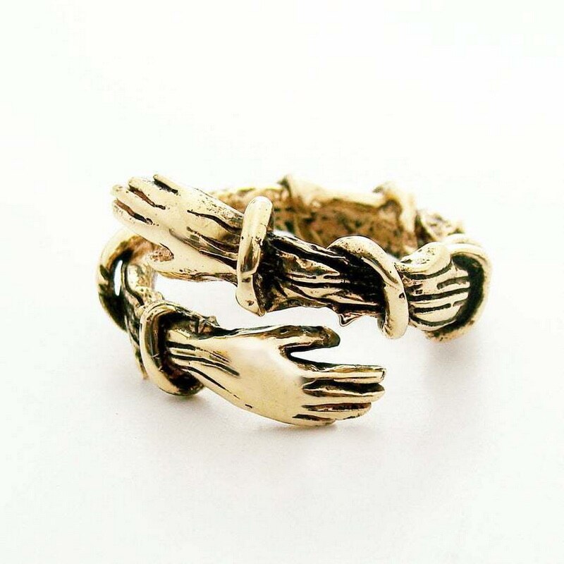 Mode Hand Knuffel Vinger Palm Opening Ringen Voor Mannen Vrouwen Paar Sieraden Zilver Kleur Verstelbare Partij Daily Accessoires: Hug Ring 5