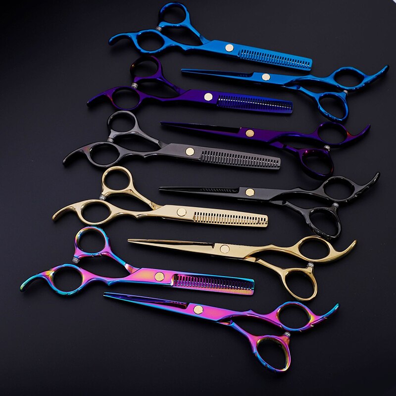 Costway 440 Steel 6 Inch Black Hair Scissors Set Cutting Barber Salon Haircut Thinning Shears Hairdressing Scissors