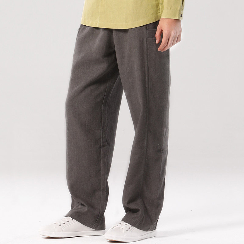Men's Cotton and Linen Casual Jogger Pants Male Fitness Trousers Chinese Traditional Harajuku Spring Autum Clothe