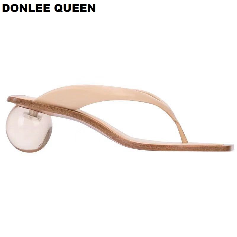 Zomer Slippers Slippers Helder Transparant Med Hak Slides Ronde Bal Hak Slipper Sandalen Voor Party Schoenen Vrouwen