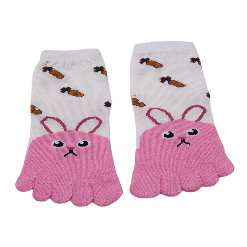 1 Paar Jaar Mooie Kinderen Sokken Dier Jongens Meisjes Sokken Teen Sokken Voor Kids Vijf Vinger Sok Baby Warm accessoires Sok: Pink rabbit / 3-7 years old