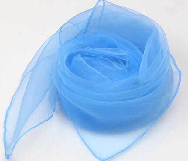 Sparsil Vrouwen Zomer Lente Transparante Vierkante Sjaal Effen Kleur Hoofd Dragen Dunne Chiffon Sjaals Mode Organza Wraps70cm * 70Cm: Sky Blue