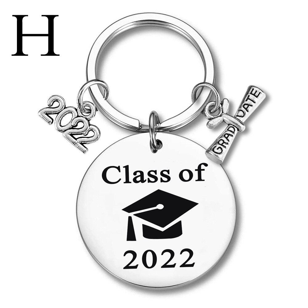 Stainless Steel Graduate Keychain Lettering Class Of 2022 Key Chain pendant Inspirational: H