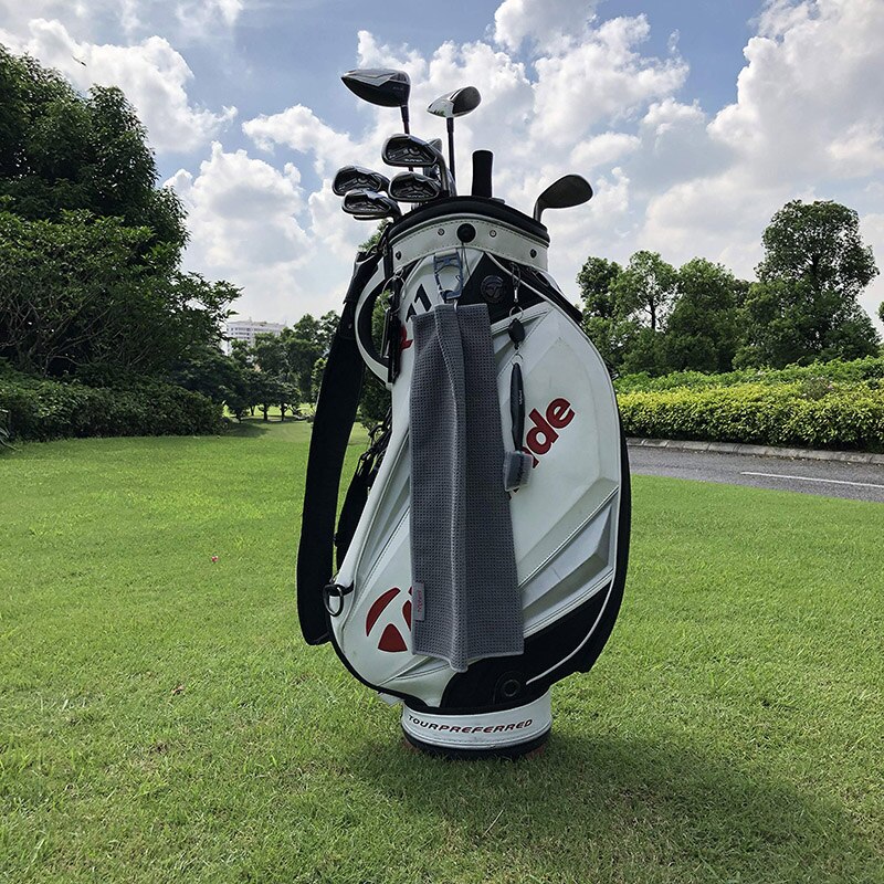 Microfiber tyg våffelmönster golfhandduk med karbinhake