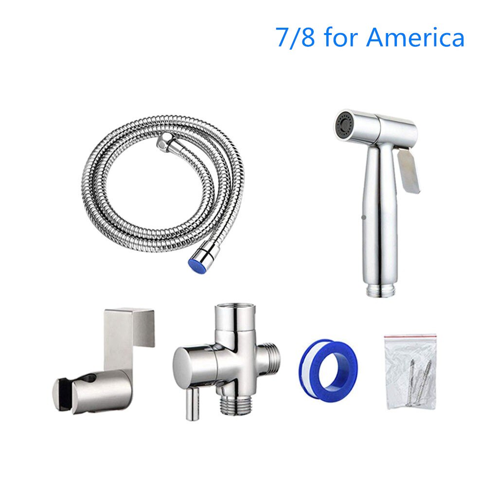 Handheld Toilet Bidet Sprayer Set Kit Stainless Steel Bidet Faucet for Bathroom Spray Shower Sprayer Douche Kit self cleaning: for America