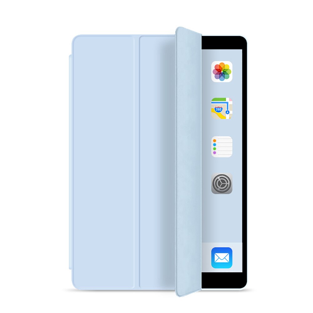 Soft Silicone Case voor iPad Air 3 10.5 inch A2153 A2123 A2152 A2154 PU Smart Cover Auto Wake funda Beschermende Shell: Ice Blue