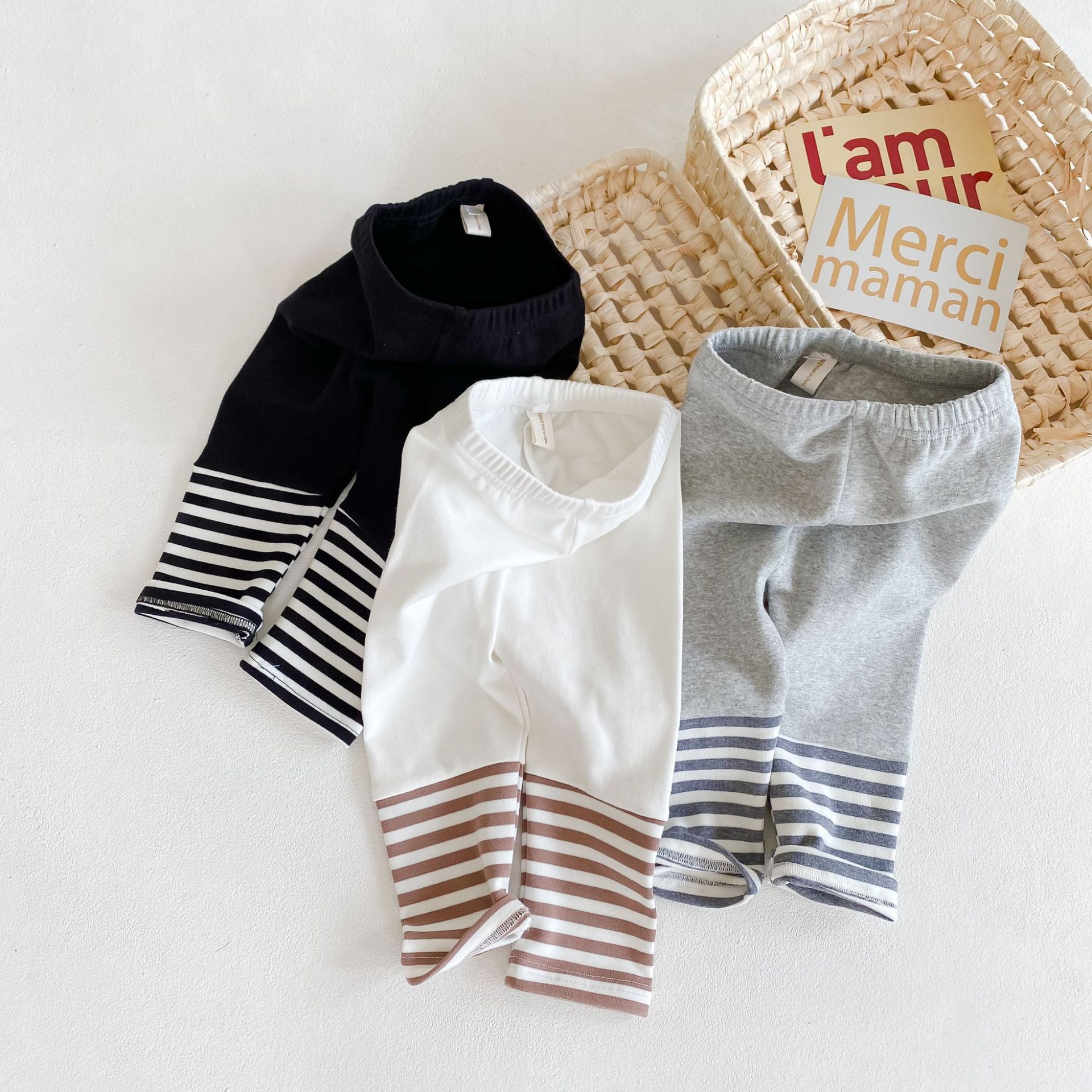 Babymeisjes leggings herfst winter warme baby gestreepte legging kinderbroek voor 0-24m kinderen kleding