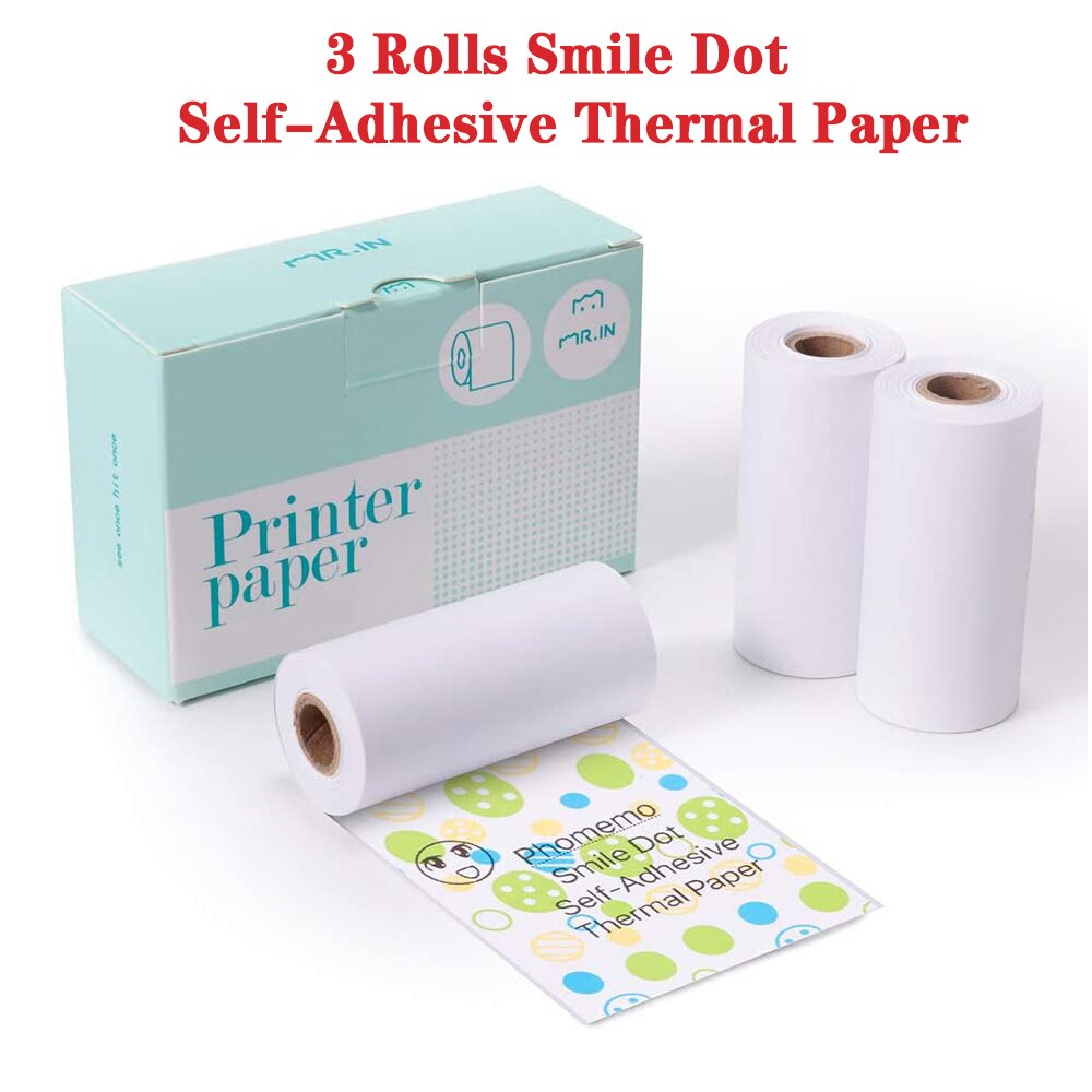 6 Rollen Thermopapier Selbstklebend, 53 x 28mm Drucker Papier Rollen | Fotodruckerpapier Bedruckbarer Aufkleber für Fotos Notizen DIY-Kreationen (6 Farben