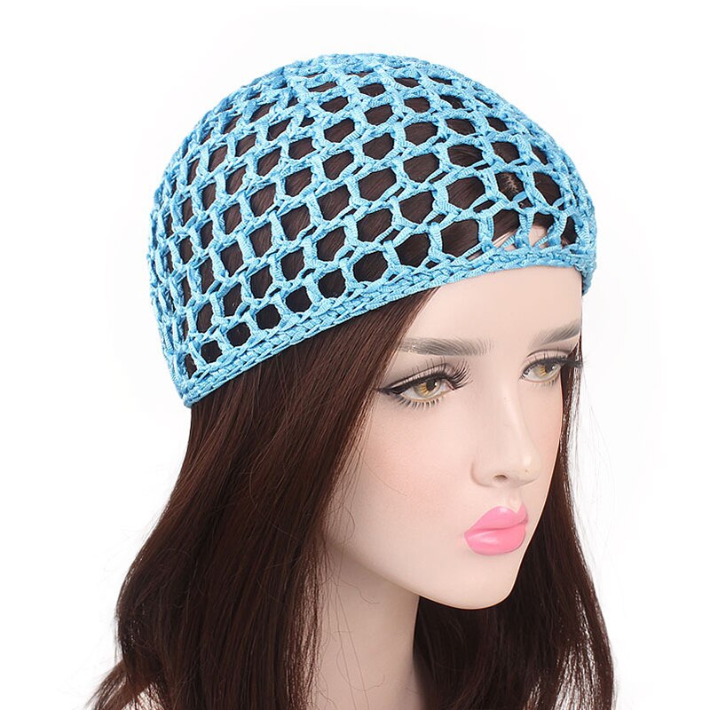 Mujeres de malla de pelo Net Crochet Cap Super elástico Gorro con trenzas africanas tejido Crochet trenza pelucas haciendo pelucas Color sólido peluca red turbante