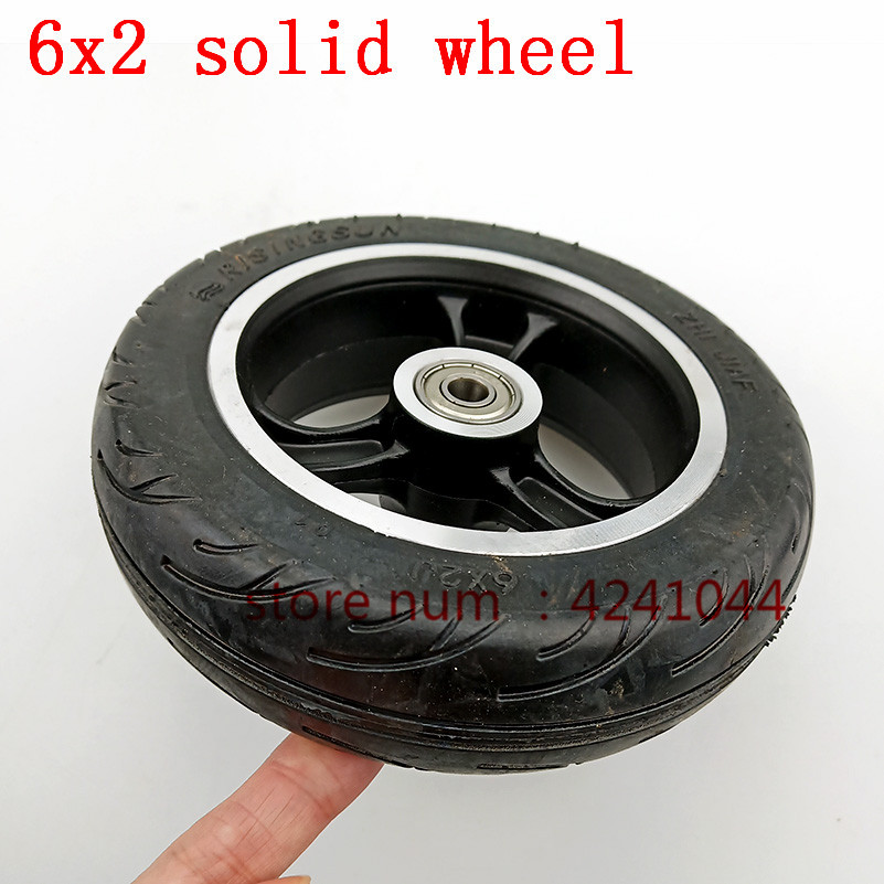Roue de chariot Scooter électrique 6 pouces | Roue 6x2 avec pneu à Air, moyeu en métal 608 /628 roulements, roue de chariot à trous d'essieu 8/10mm