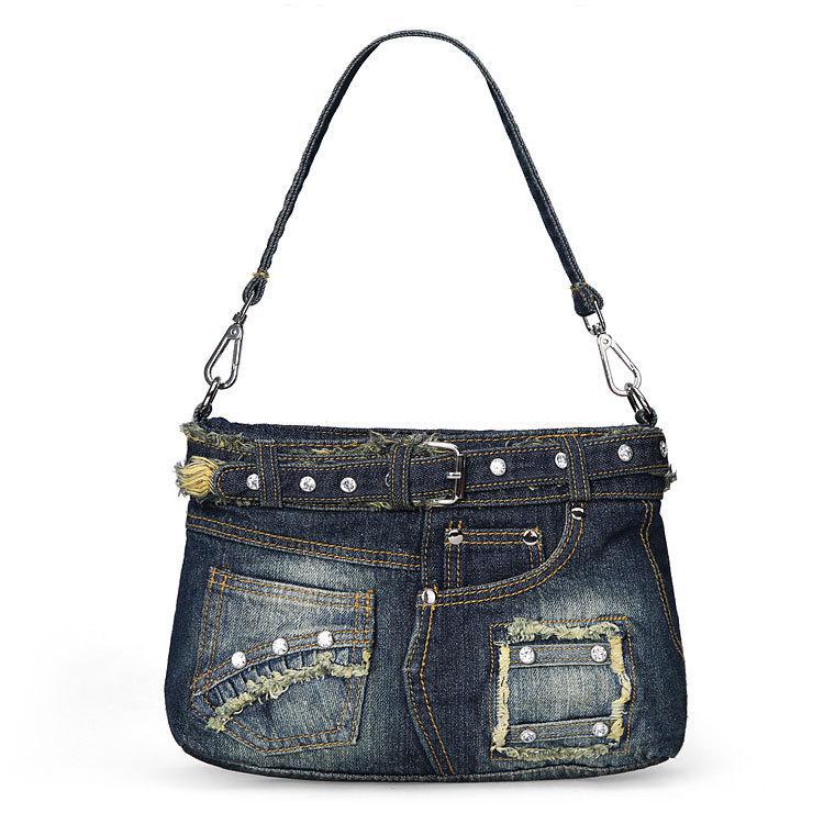 Casual denim dameveske dame håndvesker jeans totes kvinner skuldervesker dame & #39 ;s tote bag cowboy vesker: Svart