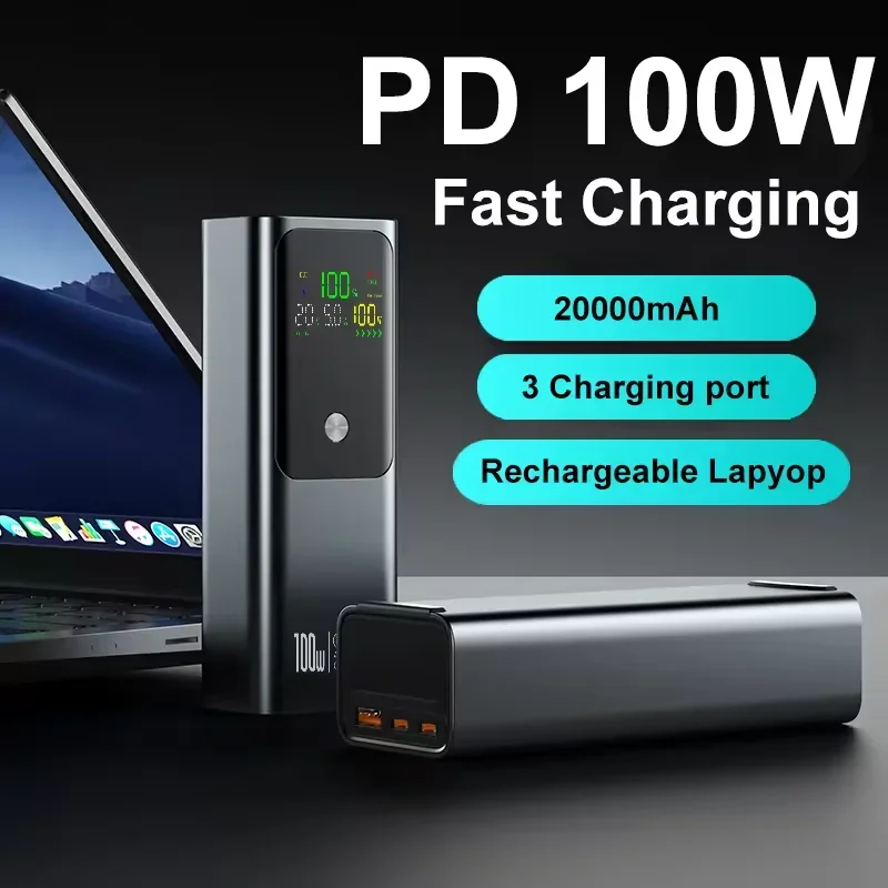Novo pd100w carregamento rápido power bank 20000mah carregador portátil de alta capacidade bateria sobressalente externa portátil powerbank para iphone