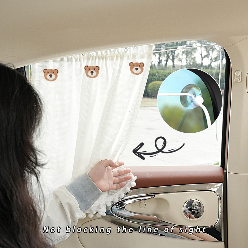 Rideau à ventouse universel pour fenêtre latérale, pare-soleil, Protection UV, court, tissu suspendu pour voiture, fenêtre latérale de voiture, rideau de Protection solaire