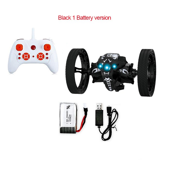 2.4G Remote Control Toys RC Car Bounce Car Jumping Car with Flexible Wheels Rotation LED Night Light RC Robot Car VS SJ88: 803-Black1B