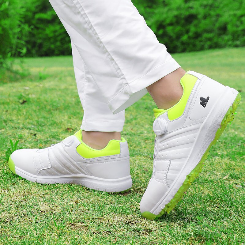 Golfsko mænd vandtæt golffodtøj hvide grønne pigge golfsneakers udendørs gåsko til mænd