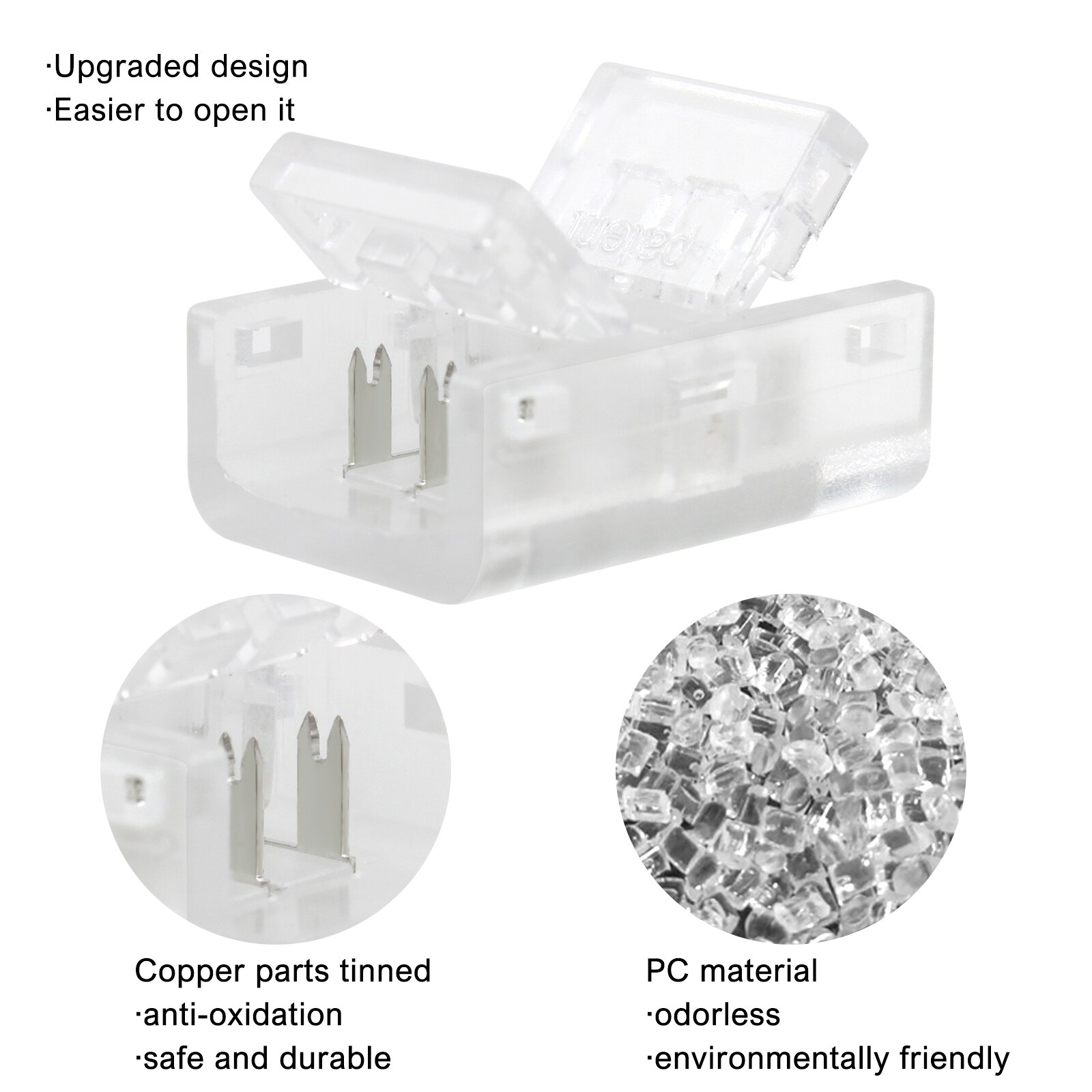 20 Pieces LED Strip Connectors 3 Pin RGB LED Light Connectors Solderless Connector Adaptor LED Light Wire Connector