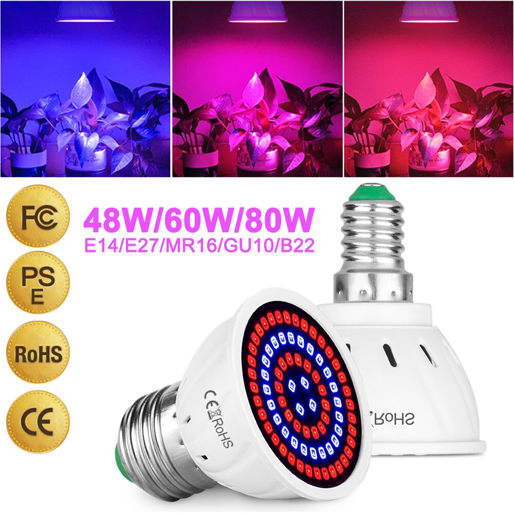 Lâmpada de plantas led e27/e14/mr16/gu10/b22, para crescimento de plantas, 220v, luz de preenchimento de planta lâmpada de led phyto para mudas de espectro completo