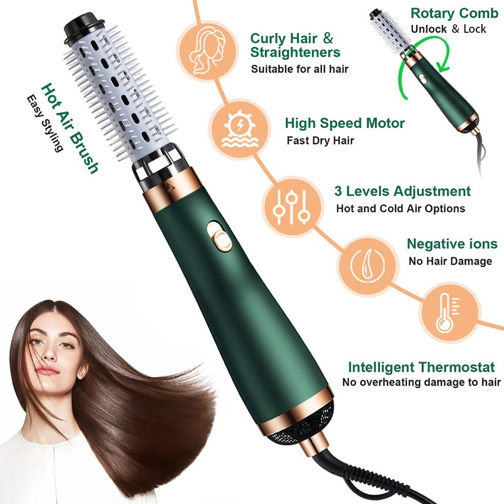 Hair Dryer Comb Air Curling For Hair Roller Blow Dryer Ionic Hair Straightening Brush Quick Dry Hair Curler Curling Iron