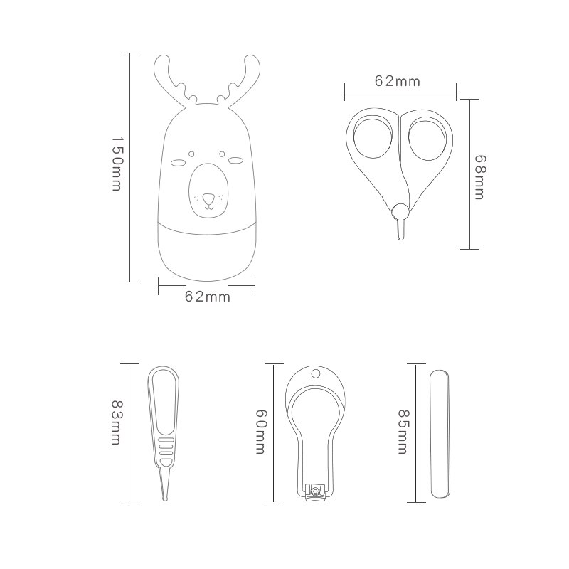 4 stücke Baby Nagel Pflege einstellen Baby Healthcare Bausätze Kleinkind Finger Trimmer Schere Nagel Knipser Karikatur Ebene Lagerung Kasten für reise