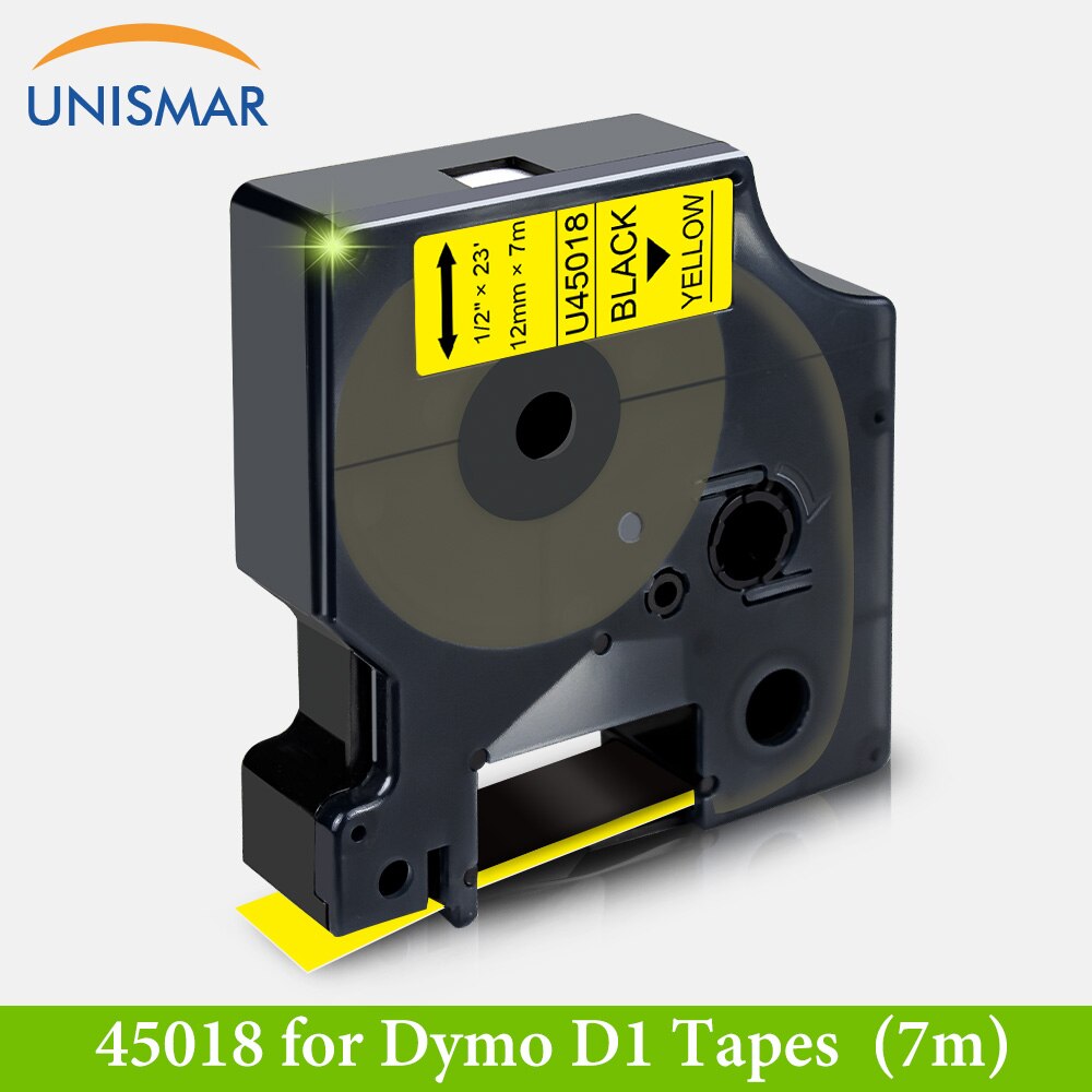Unismar Multicolor 12mm taśmy etykietowe dla Dymo D1 45013 45010 45016 45017 45018 45019 kompatybilny Dymo D1 etykieta menedżera 160 280 210: Black on Yellow