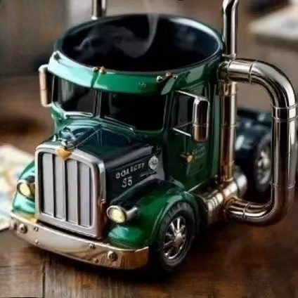 Resin Craft Truck Image Children's Adult Coffee Cup Mug Home Desk Desktop Car Decoration Ornament Birthday: DEEP BLUE