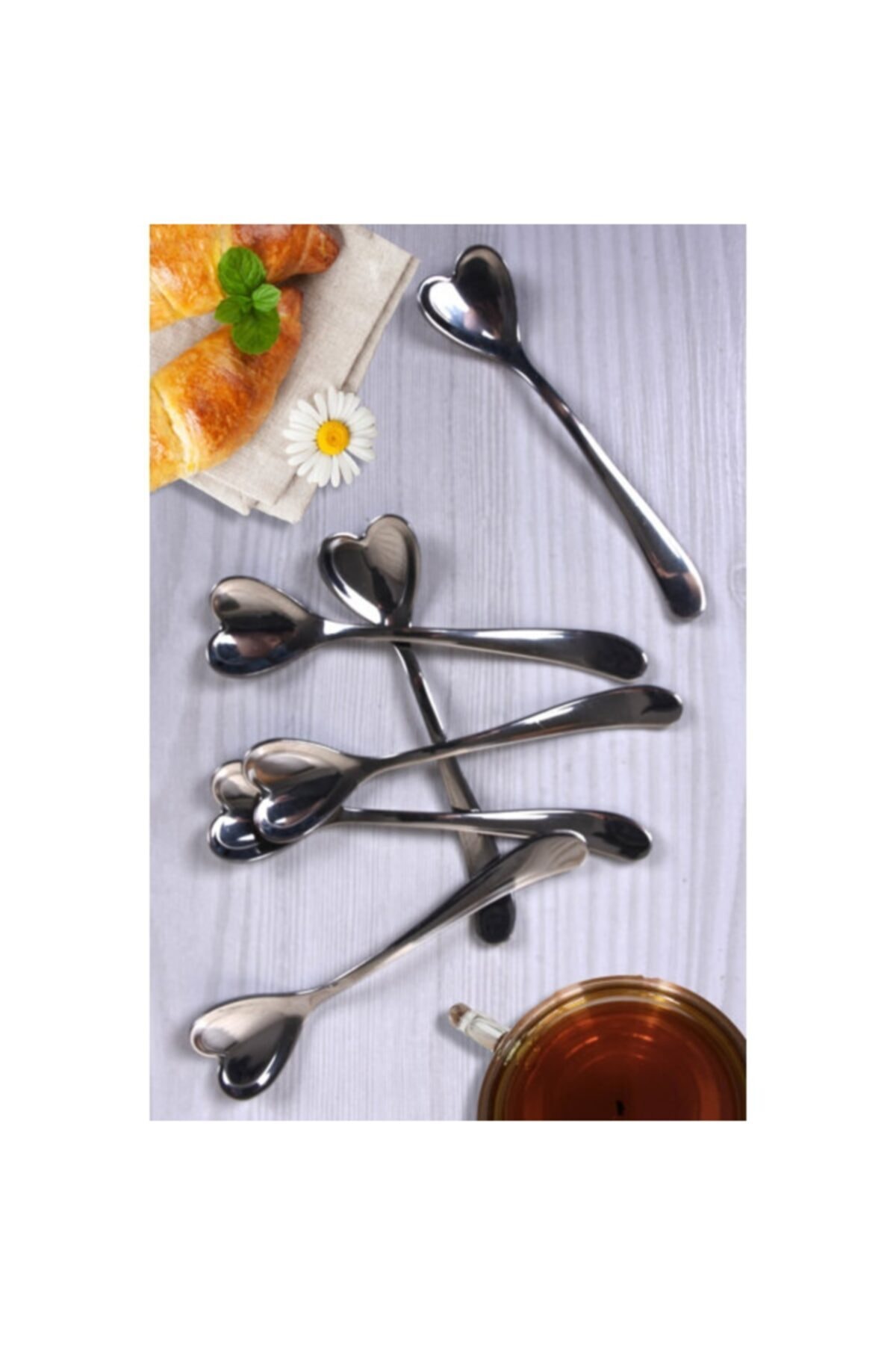 Heart Teaspoon 6 Pieces Teaspoons 11cm nail Clippers Presentation Spoons Handled Stainless Steel Coffee Spoon Dessert Tea Spoons