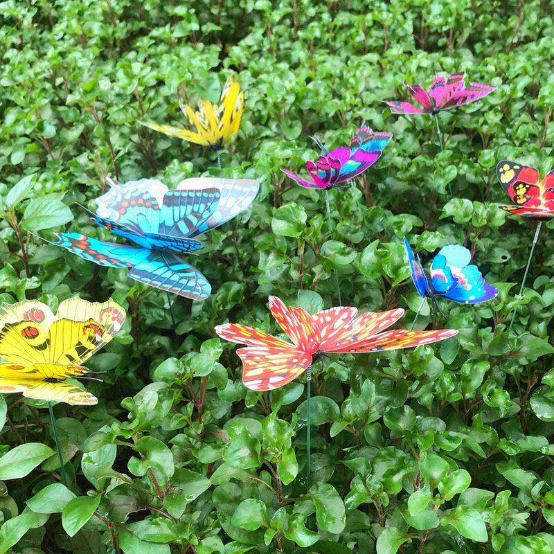 Meilleurs piquets papillon, 50 pièces 7Cm jardin piquets papillon décor extérieur cour Patio planteur Pot de fleur printemps jardin