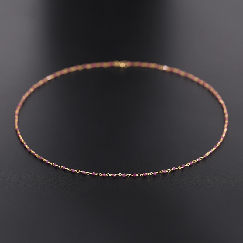 Daimi original mine rubin halskæde kvinders ædelsten ægte gul 14k guld injektion håndlavet snor xingyun