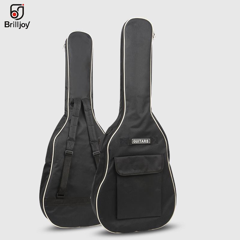 Brilljoy 40/41 Inch Oxford Fabric Acoustic Guitar Gig Bag Soft Case Double Shoulder Straps Padded Guitar Waterproof Backpack: Guitar Bag Black