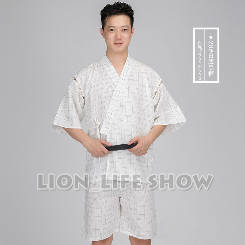 Japanischen Sommer Männer Jinbei Kimono Kurzarm Hosen Nachtwäsche Schlafanzug Loungewear