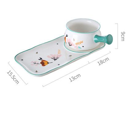 Plats de petit déjeuner créatifs avec la poignée bol en céramique ins vaisselle mignonne: F