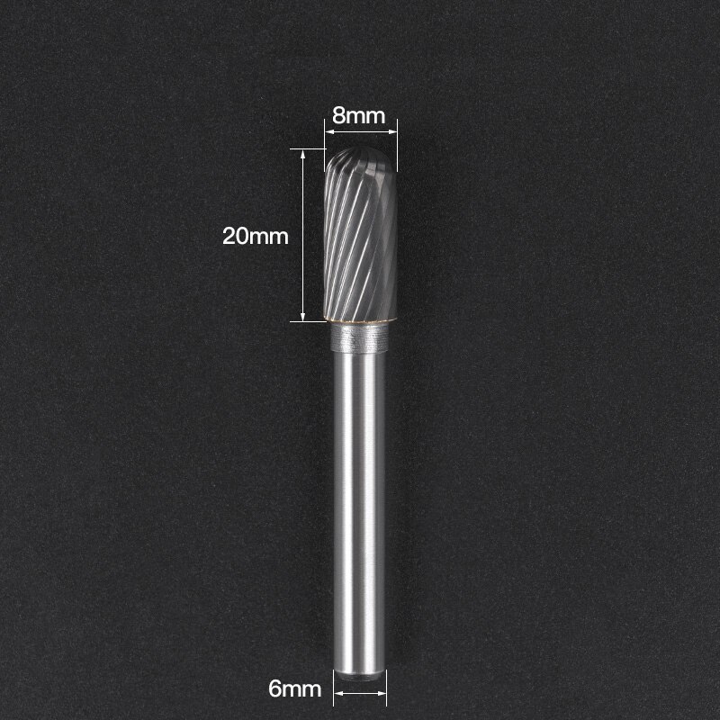 1pc solid carbide tungsten steel milling cutter,6mm shank C type Metal electric grinding head,Polishing tool: C608