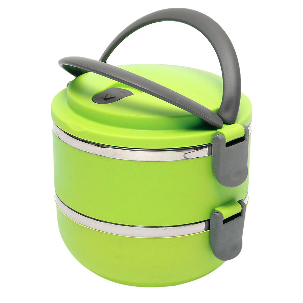 2-Lagen Roestvrijstalen Geïsoleerde Lunchbox Voedsel Veiligheid Plastic Pp Bento Multi-layer Thermische Lunchbox Outdoor servies: green