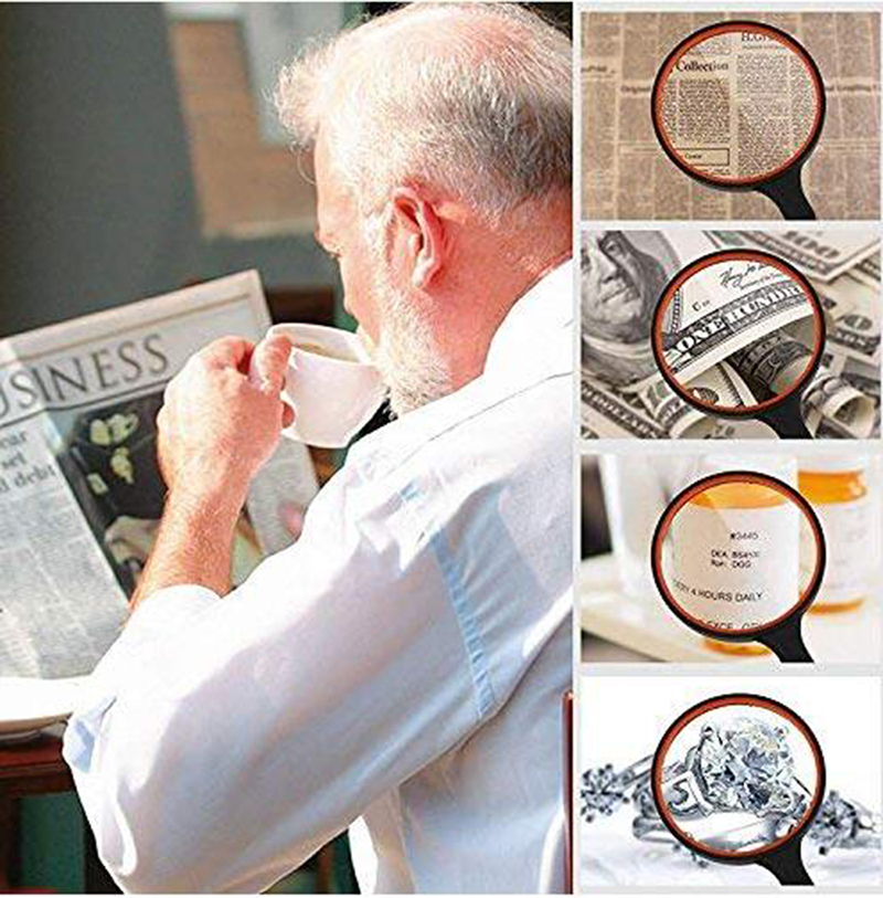 Magnifying Glass 3X Handheld Reading Magnifier 100MM Large Magnifying Lens with Non-Slip Soft Handle, Repair Lupa Hobby лупа