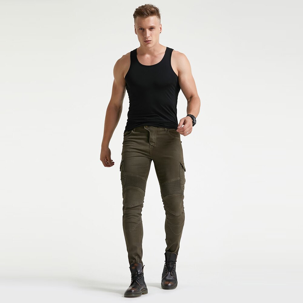 FFFF & OLFEH Jeans da moto da uomo Jeans da moto da uomo Jeans da moto, con Fodera di Protezione in aramide Rinforzata con 2 paia di protezioni Jeans ( Nero,XXS