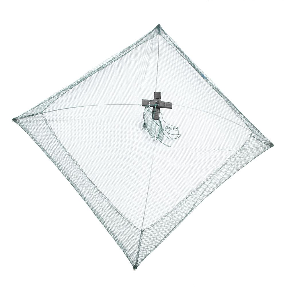 Filet de pêche carré pliable Portable, réseau de poissons, Cage à crevettes, piège à mailles