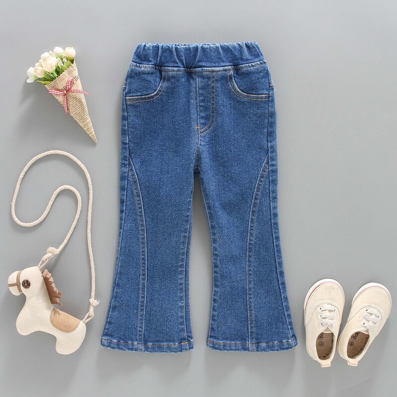 IENENS Boot Cut Pants Girl Stretch Jeans Kids Clothes 2-7 Years Children Denim Pants Spring Autumn Clothing Skinny Long Pants: 4T